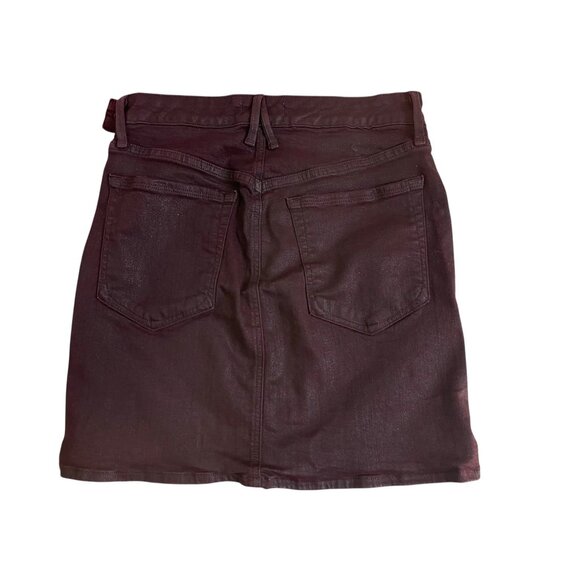Good American Waxed Denim MiniSkirt in Bordeaux 6/28 - Picture 3 of 7